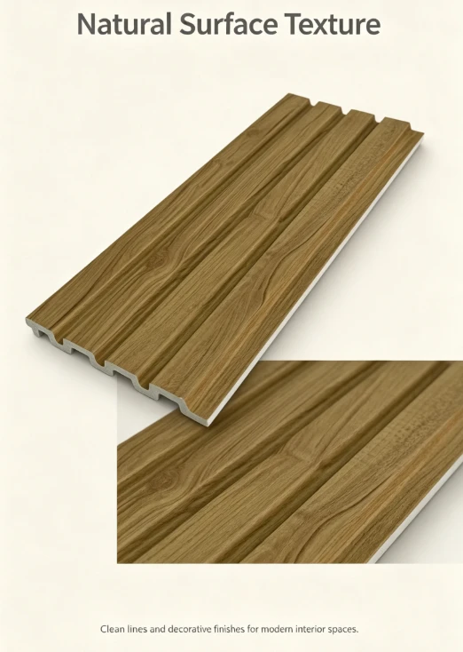 Natural Wood Texture PS Wall Panel 3D Fluted Decorative Wall Cladding For Modern Interior Design factory