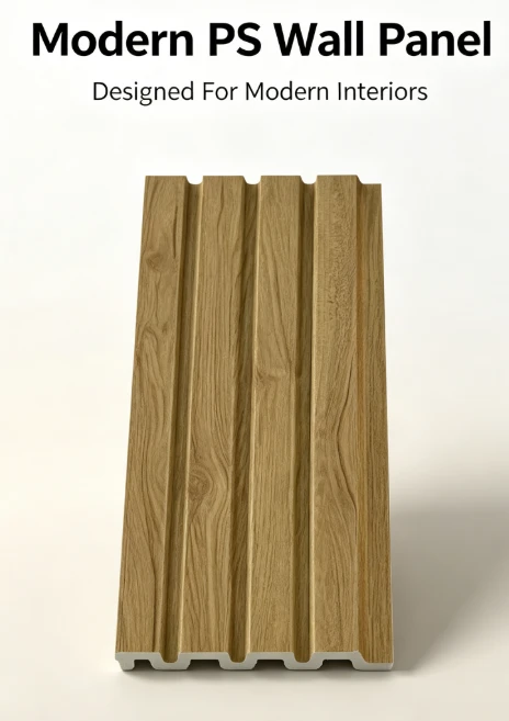 Natural Wood Texture PS Wall Panel 3D Fluted Decorative Wall Cladding For Modern Interior Design suppliers
