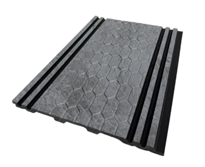 Panel de pared PS con textura de piedra gris moderna con superficie geométrica