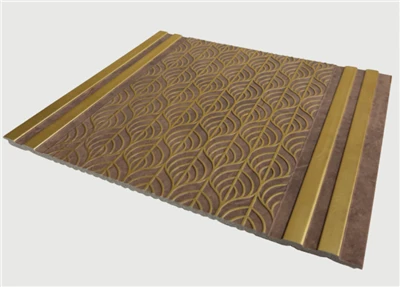 Panel de pared interior PS con acento dorado y madera retro